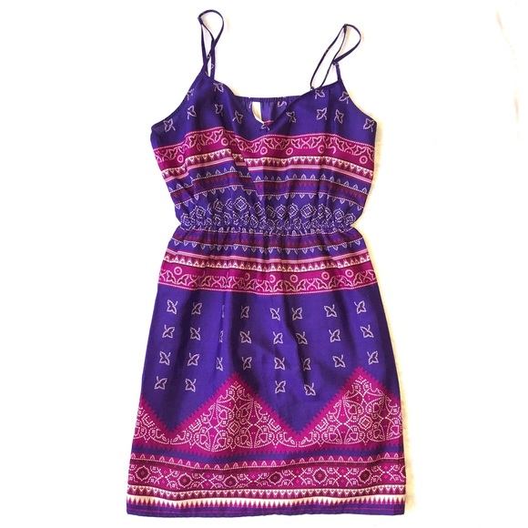 Boutique Pink & Purple Tribal Print Dress - S - Picture 2 of 3